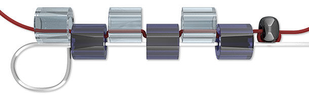 Thread going through the first 7 beads